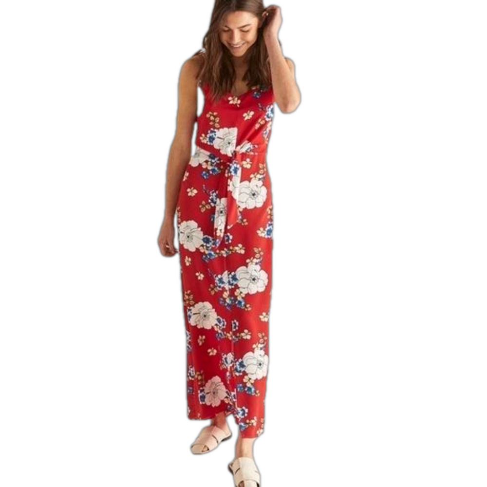 Reitman’s Plus Size 3X Maxi Summer Sun Dress, Red Floral Design, New W Tags